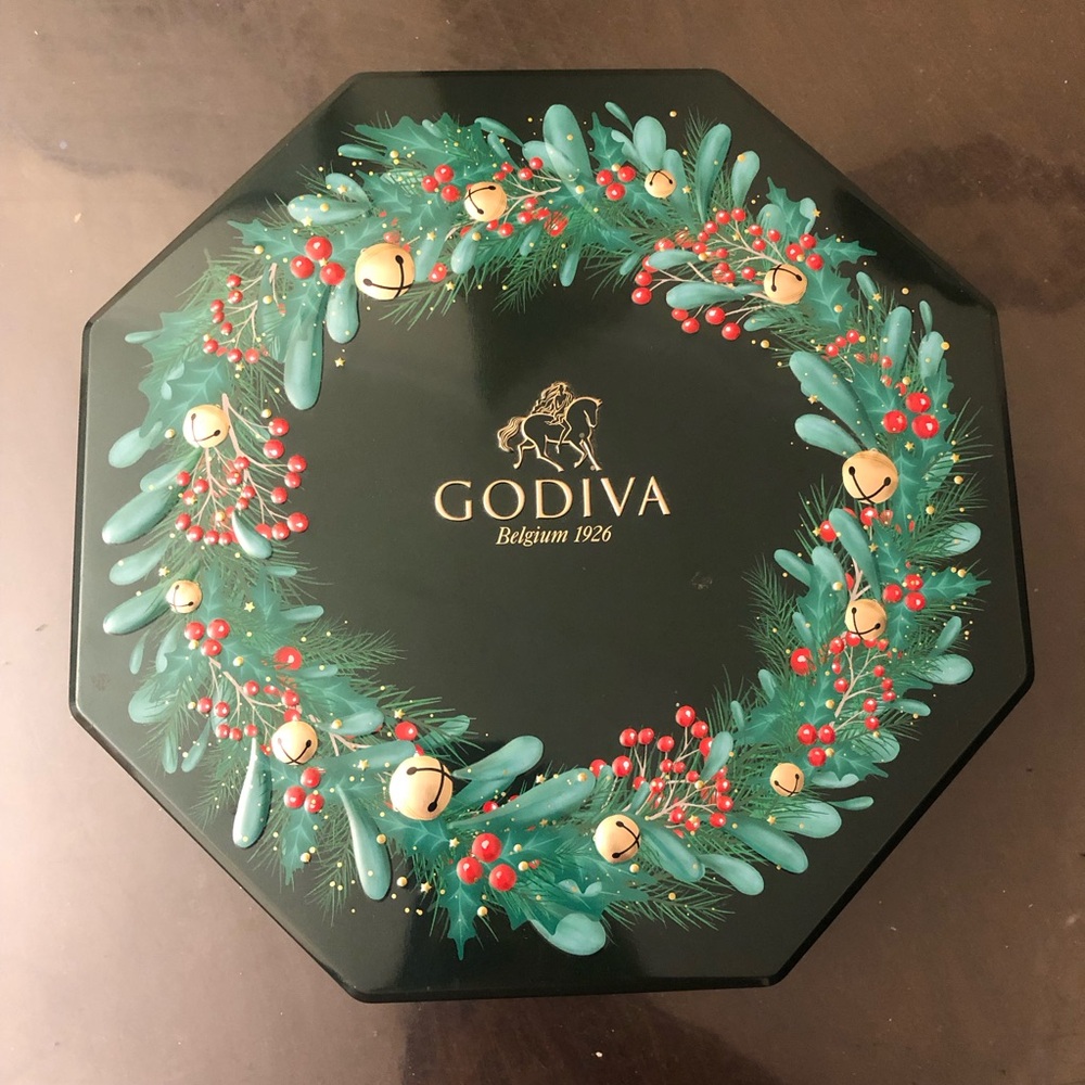 Godiva decorative tin